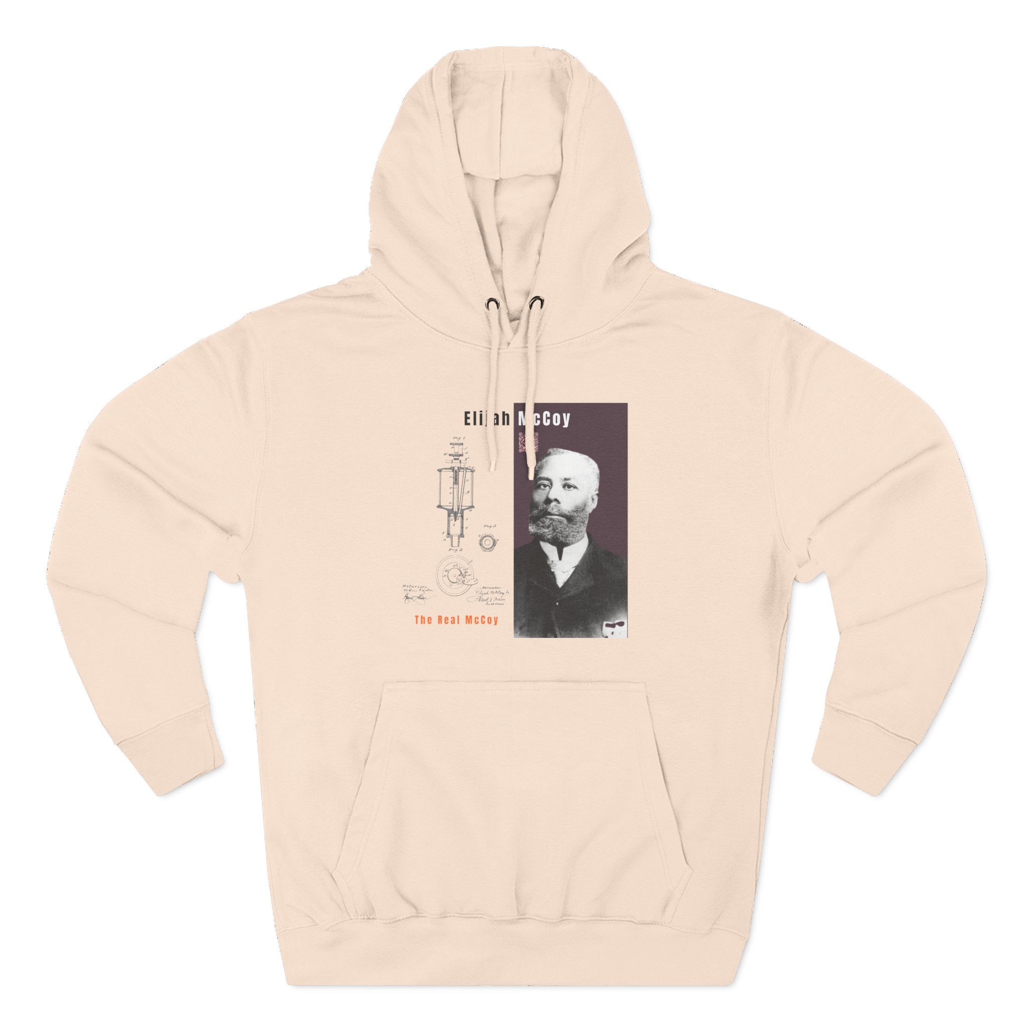 Defend Black Memories: Elijah McCoy Three-Panel Design Hoodie-Historic Black Portrait Pullover