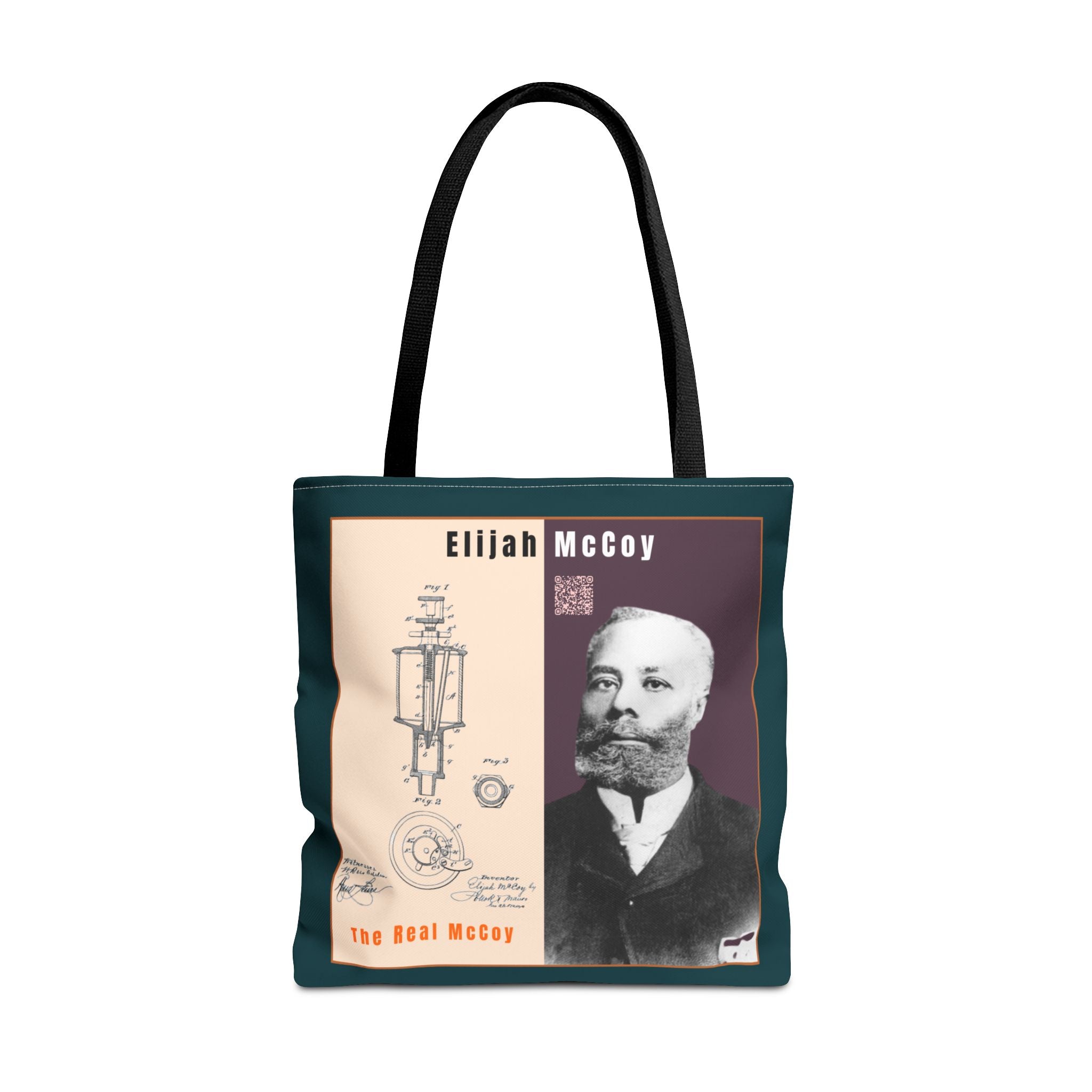 Elijah McCoy 'The Real McCoy' Tote Bag — Inspirational History Tribute (Muted Teal)