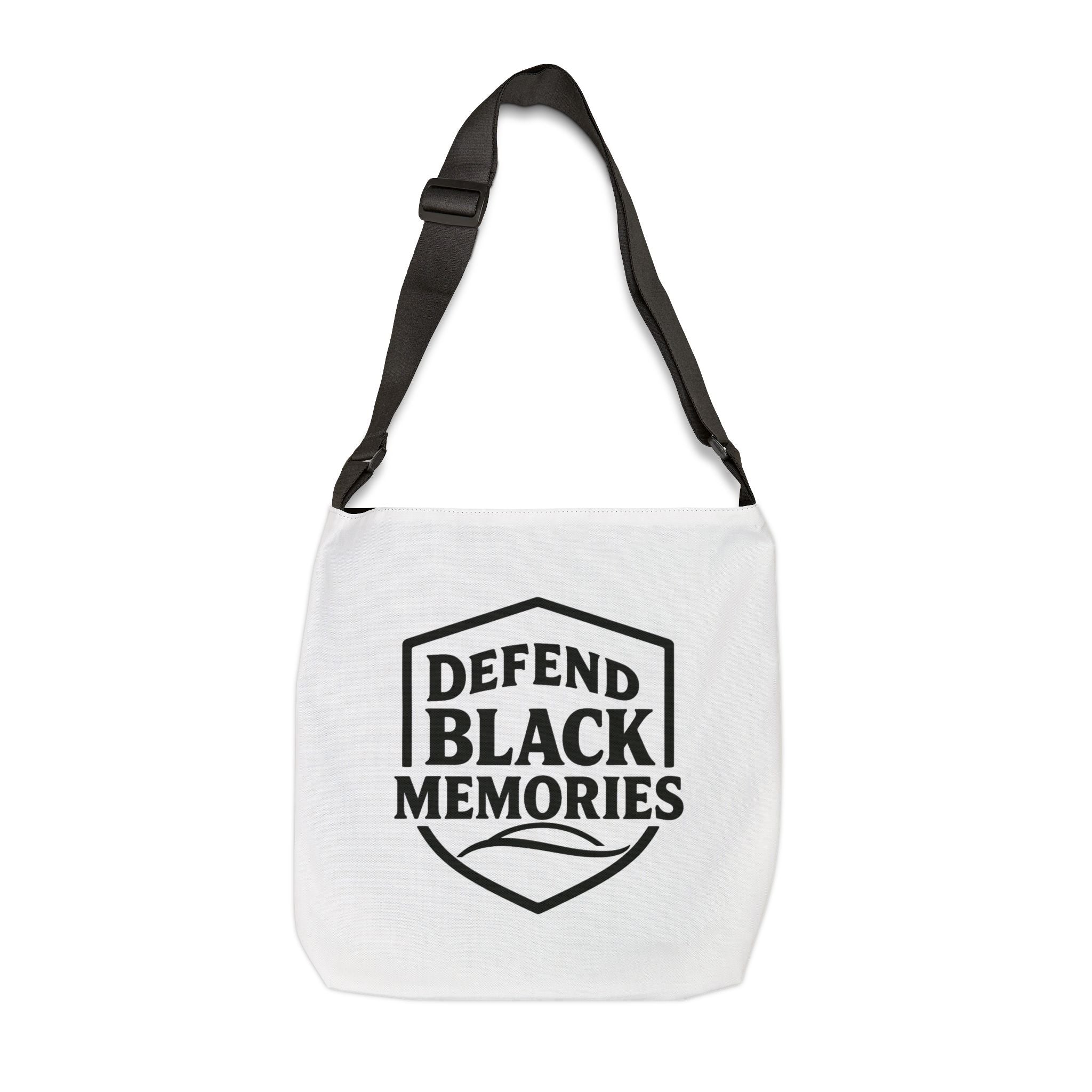 Adjustable Tote Bag — Simple White Tote with Black Logo