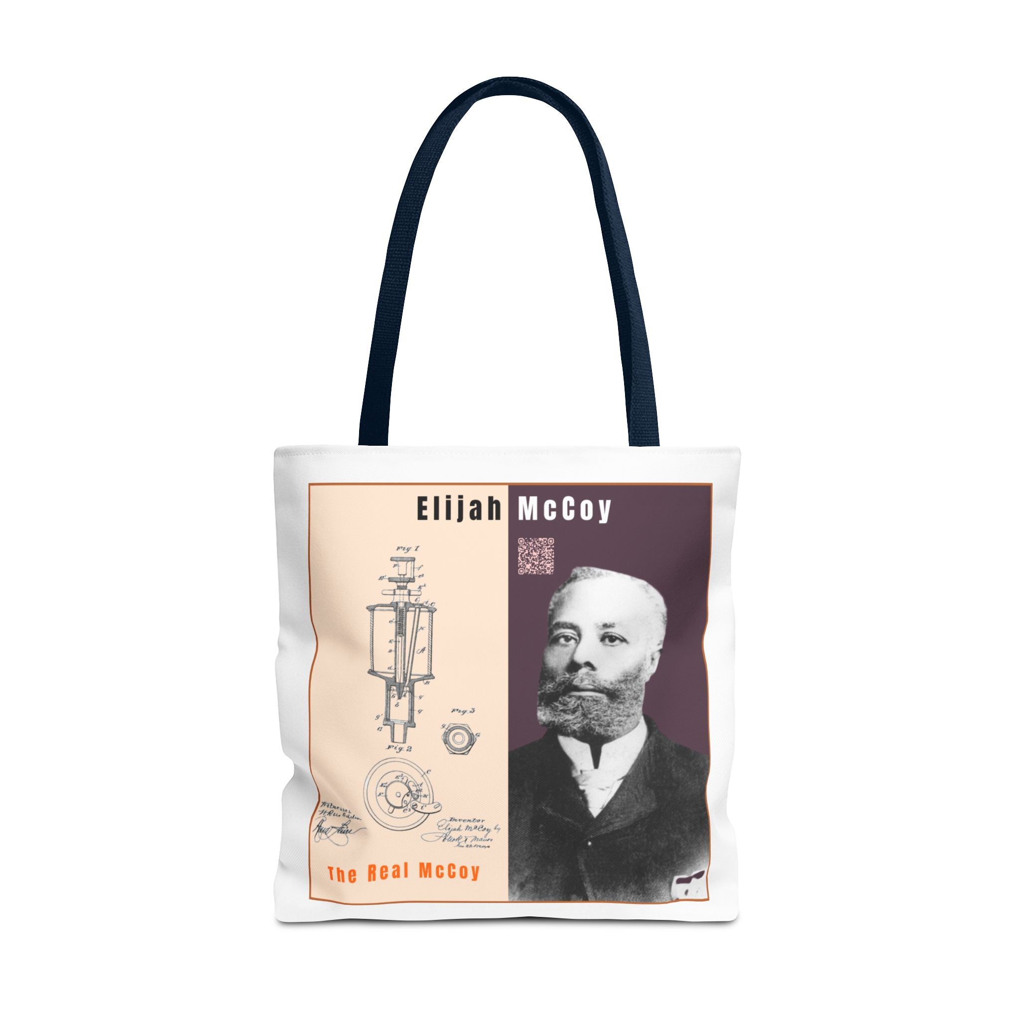 Elijah McCoy 'The Real McCoy' Tote Bag — Inspirational History Tribute (White)