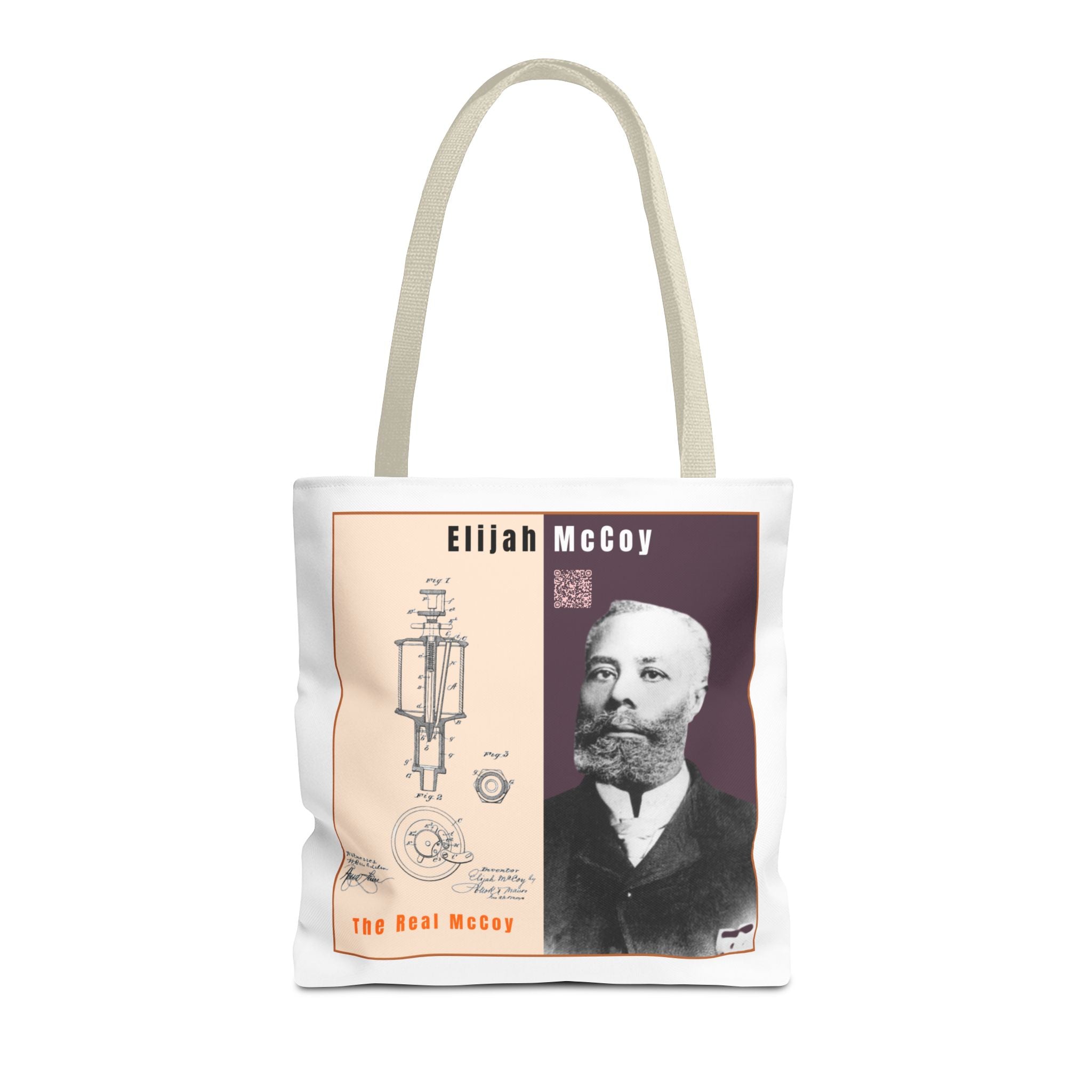 Elijah McCoy 'The Real McCoy' Tote Bag — Inspirational History Tribute (White)