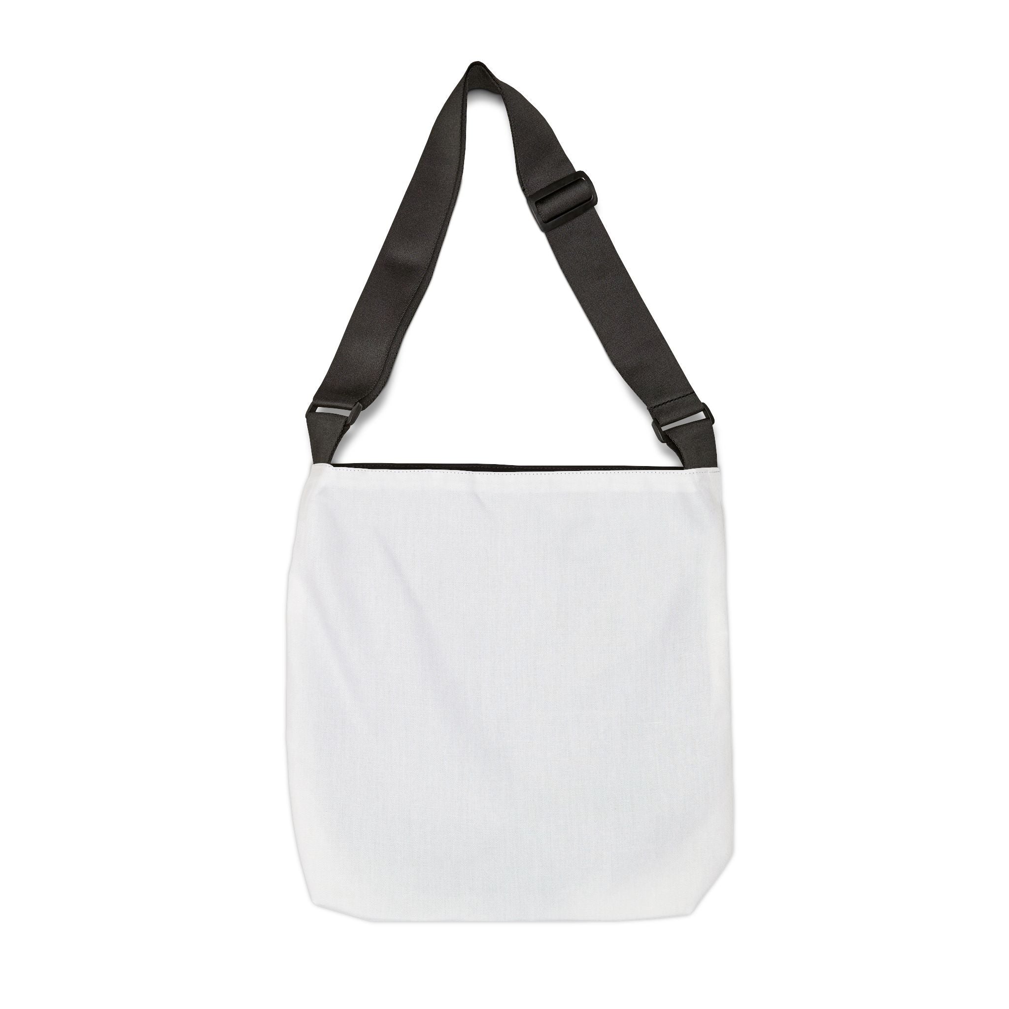 Adjustable Tote Bag — Simple White Tote with Black Logo