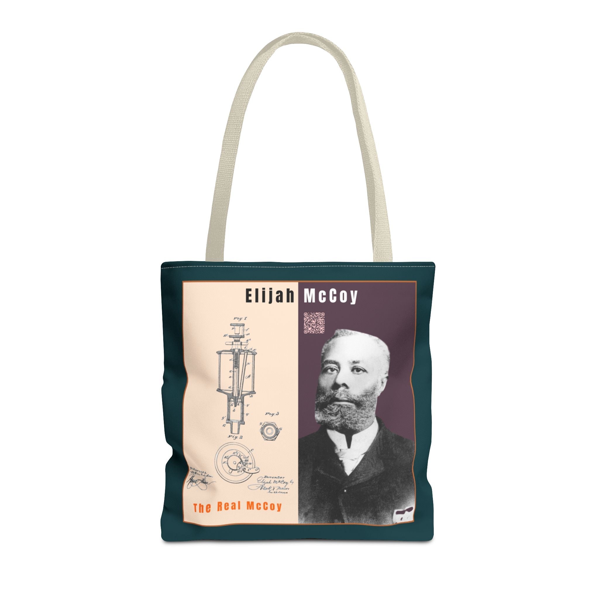 Elijah McCoy 'The Real McCoy' Tote Bag — Inspirational History Tribute (Muted Teal)