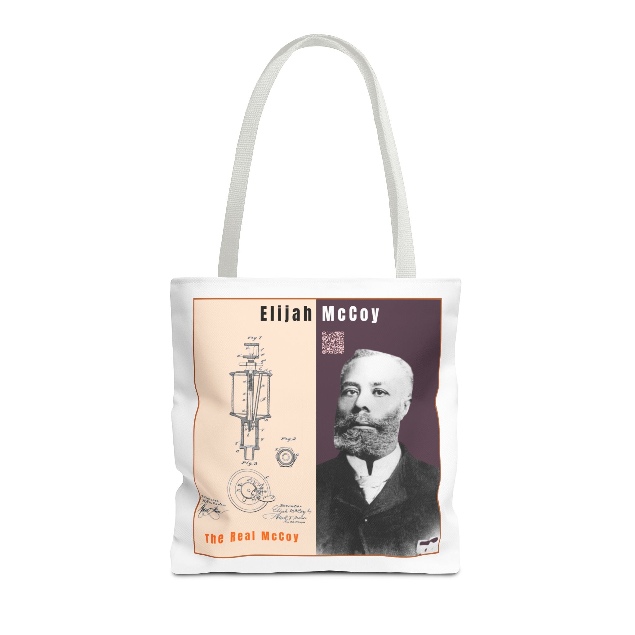 Elijah McCoy 'The Real McCoy' Tote Bag — Inspirational History Tribute (White)