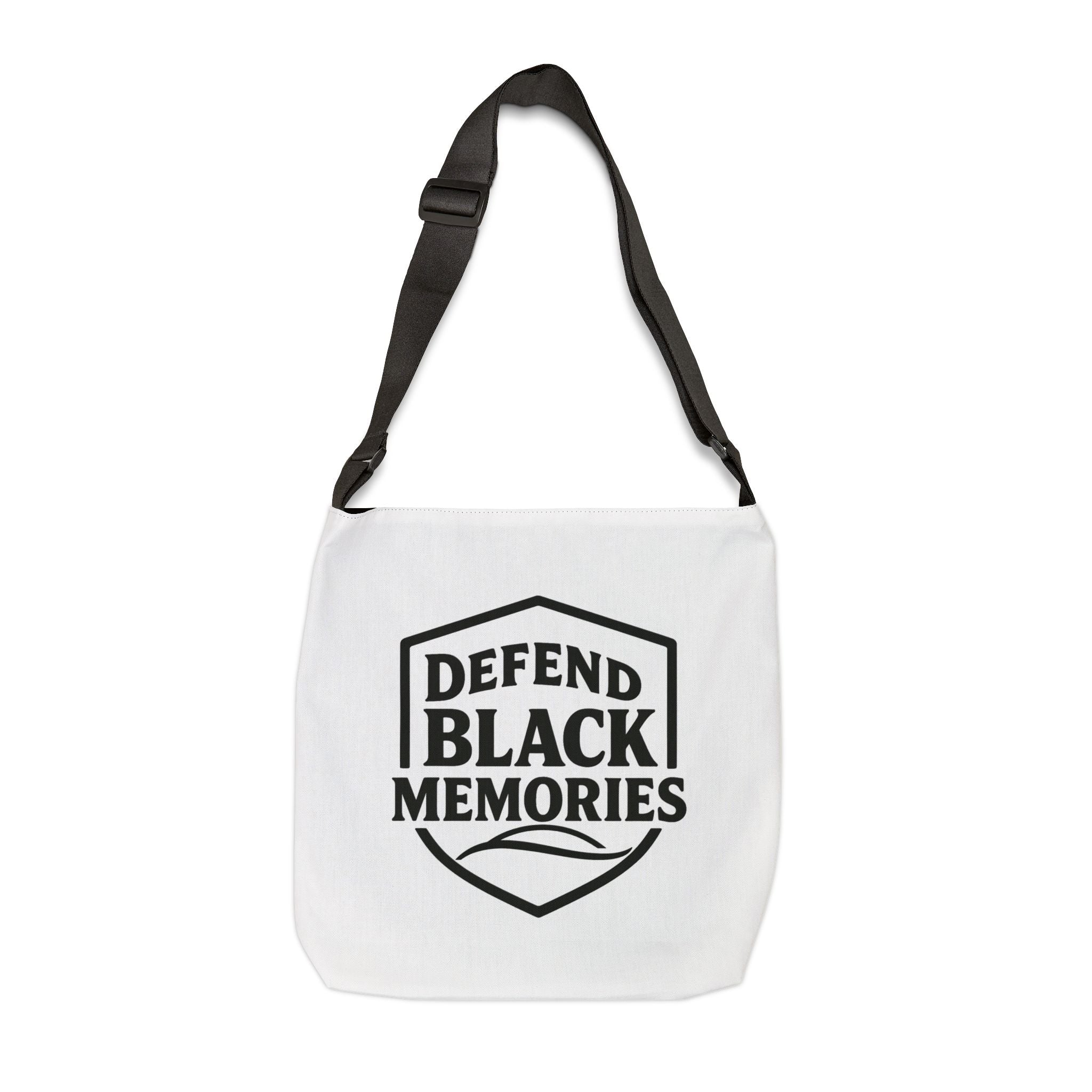 Adjustable Tote Bag — Simple White Tote with Black Logo