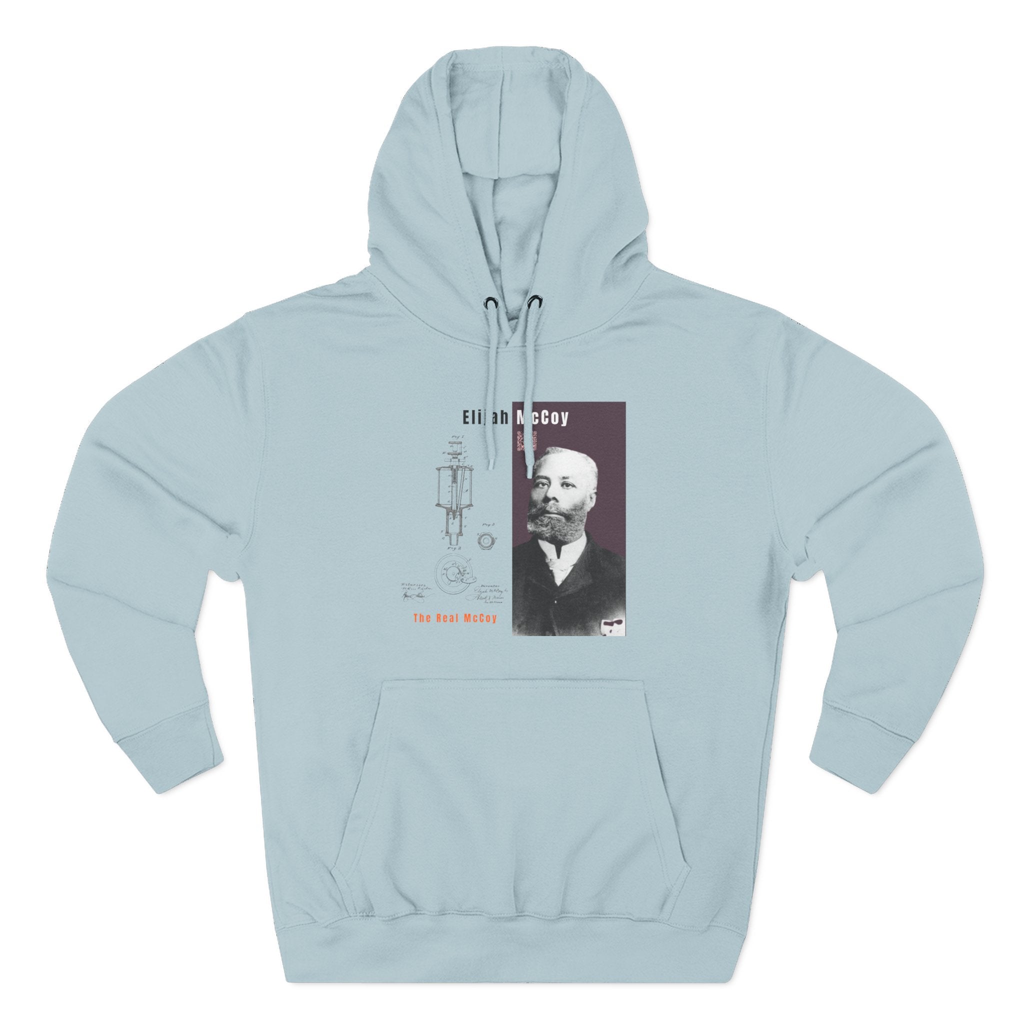Defend Black Memories: Elijah McCoy Three-Panel Design Hoodie-Historic Black Portrait Pullover