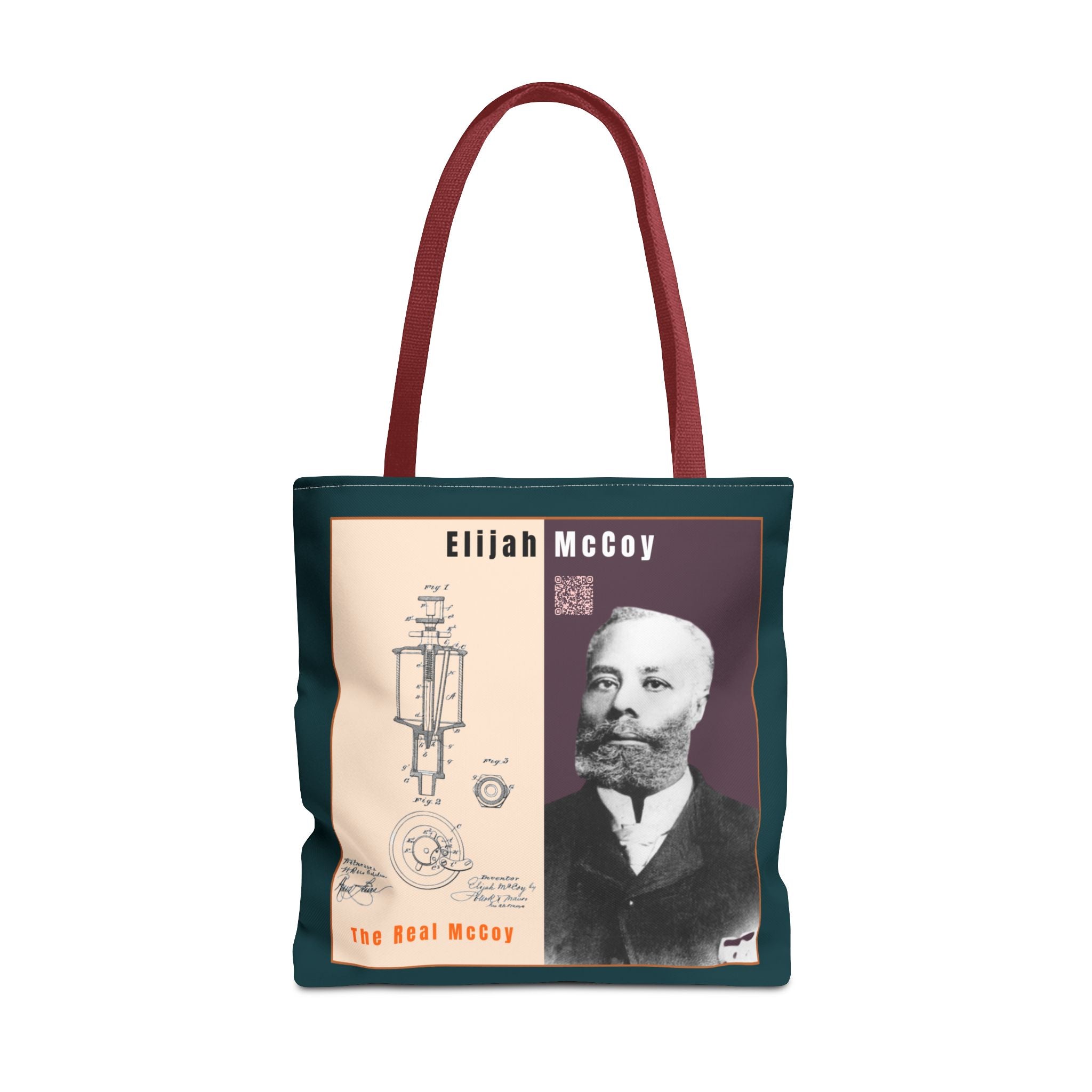 Elijah McCoy 'The Real McCoy' Tote Bag — Inspirational History Tribute (Muted Teal)